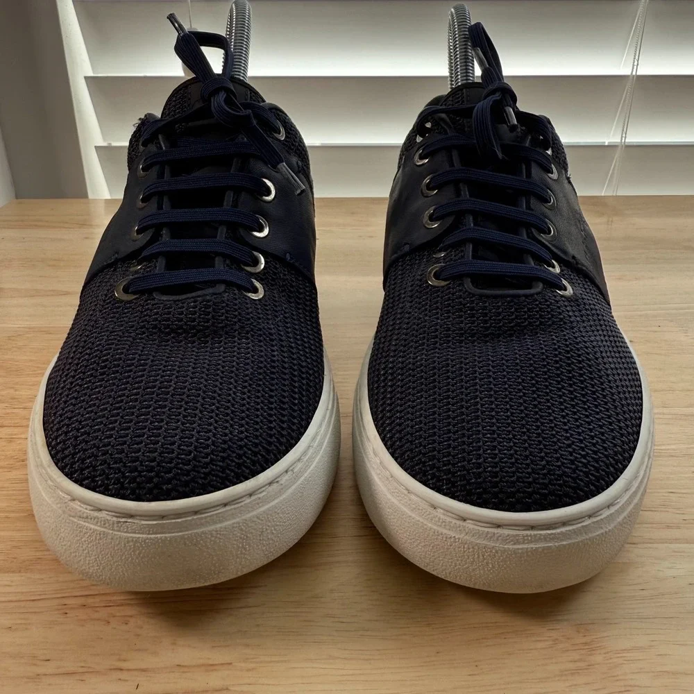 Salvatore Ferragamo Athletic Sneakers‎ Men's Navy Knit Lace-Up Trainers - 6 Wide